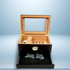 Glass Top Humidor with Tray and Drawer