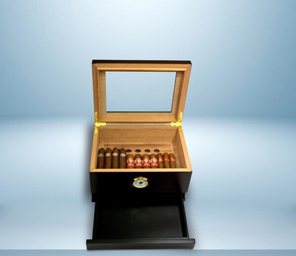 Glass Top Humidor with Tray and Drawer