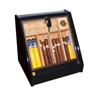 Glass Top Humidor -Black