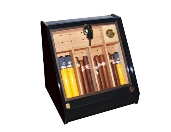 Glass Top Humidor -Black