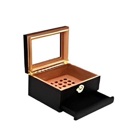 Dark Cherry Wood Humidor with Bottom Drawer