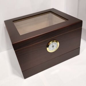 Dark Cherry Wood Humidor with Bottom Drawer