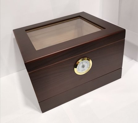 Dark Cherry Wood Humidor with Bottom Drawer