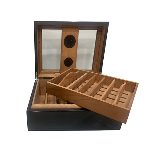 Black Glass Top Humidor