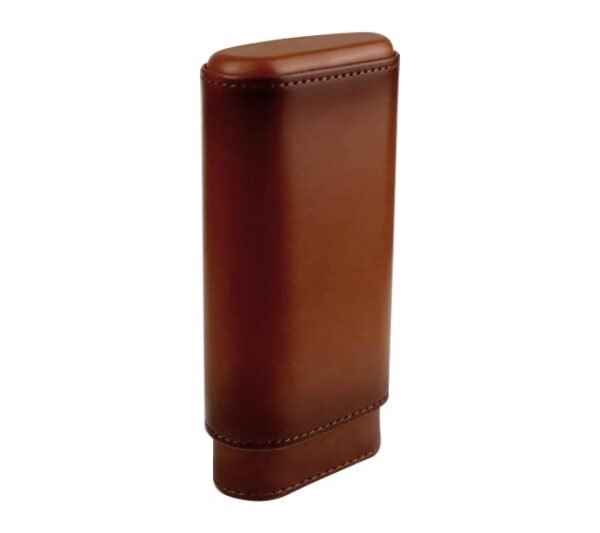 Smooth Tan Leather Cigar Case