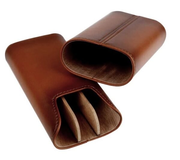 Smooth Tan Leather Cigar Case