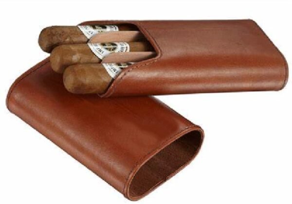 Smooth Tan Leather Cigar Case